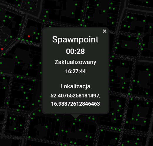 Spawnpointy - mapa